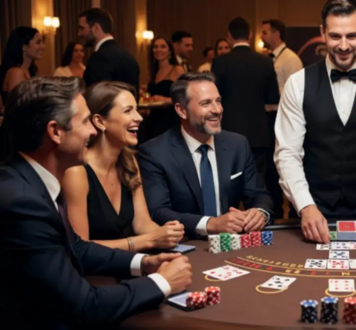 Profesjonalny stół do blackjacka przygotowany na wieczór integracyjny