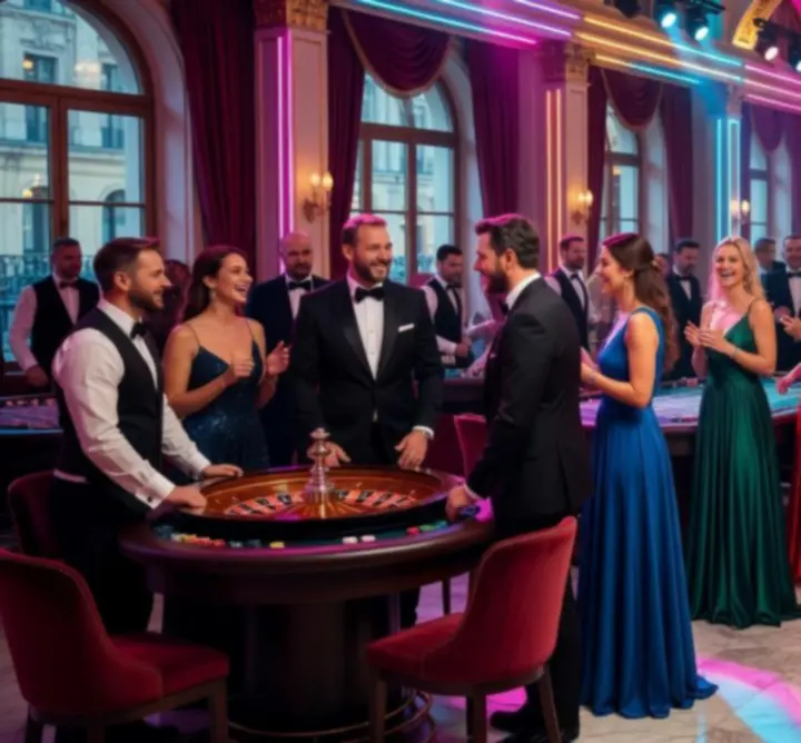 Stół kasynowy podczas eventu TRG.PL Radosław Galiński z graczami przy pokerze