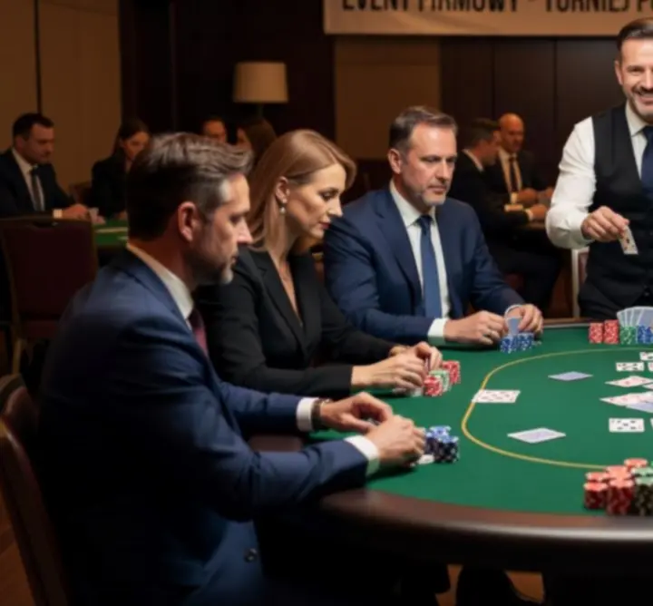 Stół pokerowy przygotowany na event firmowy