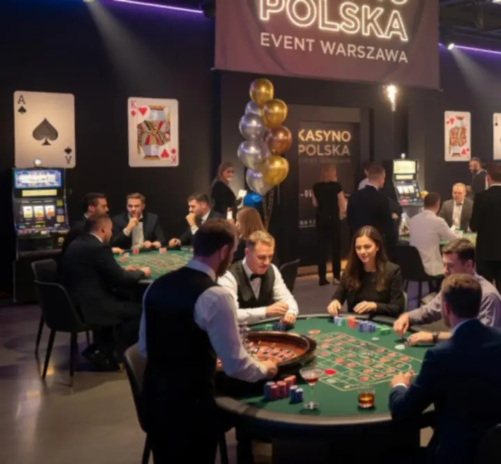 Kasynowy stół z żetonami i kartami podczas wieczoru tematycznego